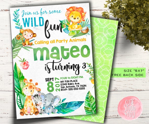 jungle birthday party invitations card animals birthday invite boy birthday invitations printable card jungle party invitations