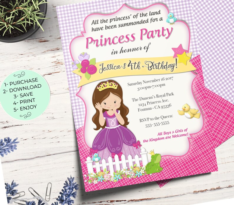 Princess Birthday Invitation Card Royal Party Invitations Etsy