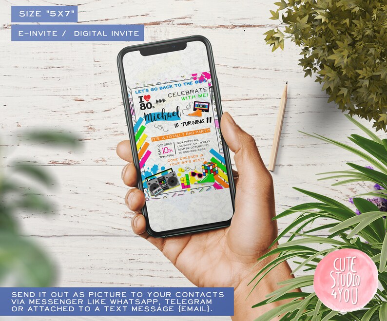 80's Birthday Invitation Digital 80 Invite Eighties - Etsy Australia