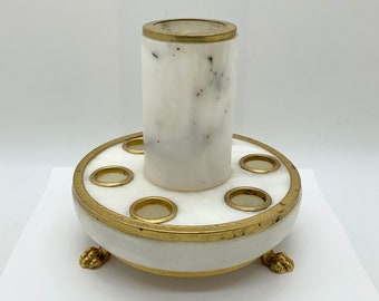 Italian Alabaster Lipstick Holder - Hand Carved in Italy - Genuine Alabaster- Candle Holder - Flower Vase