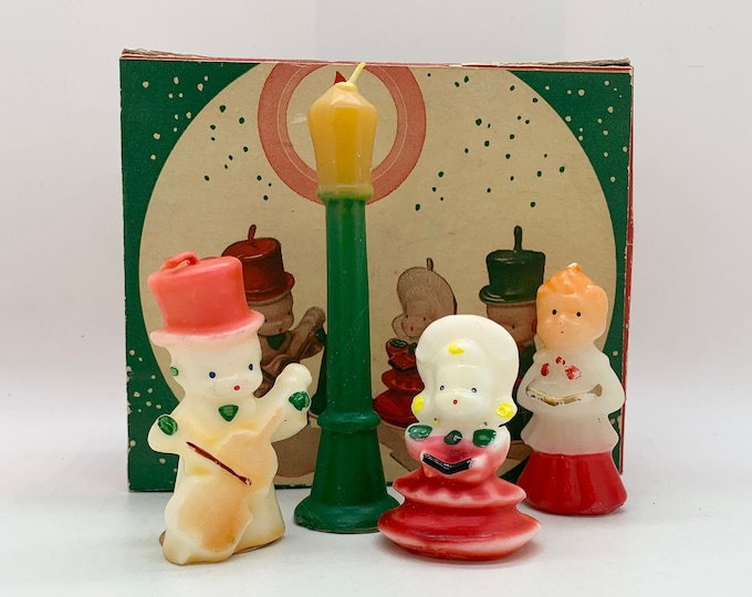 Caroller Set of Candles Original Box Gurley Novelty Christmas Candles