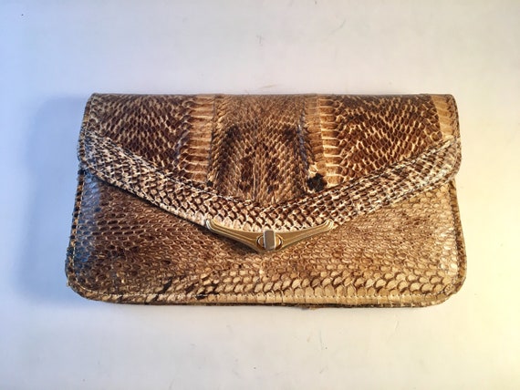 Cobra skin clutch purse / evening bag - Circa 198… - image 1