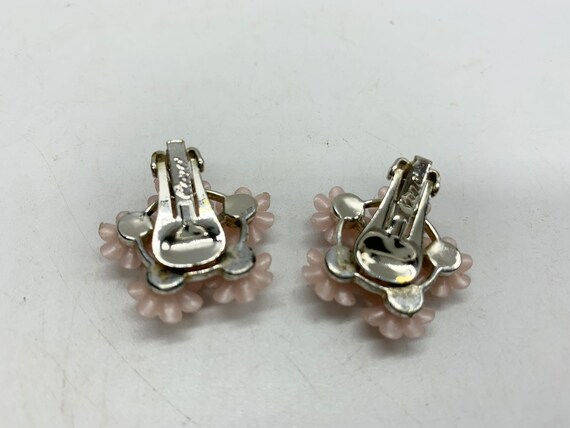 Coro - Pink Flower Earrings - Clip-on earrings - … - image 6