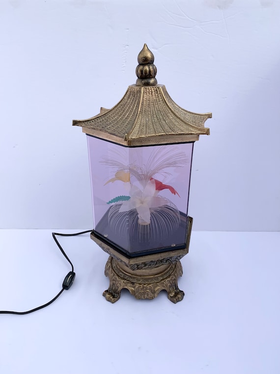 Vintage Pagoda Lamp Rotating Fibre Optic Lamp Etsy UK