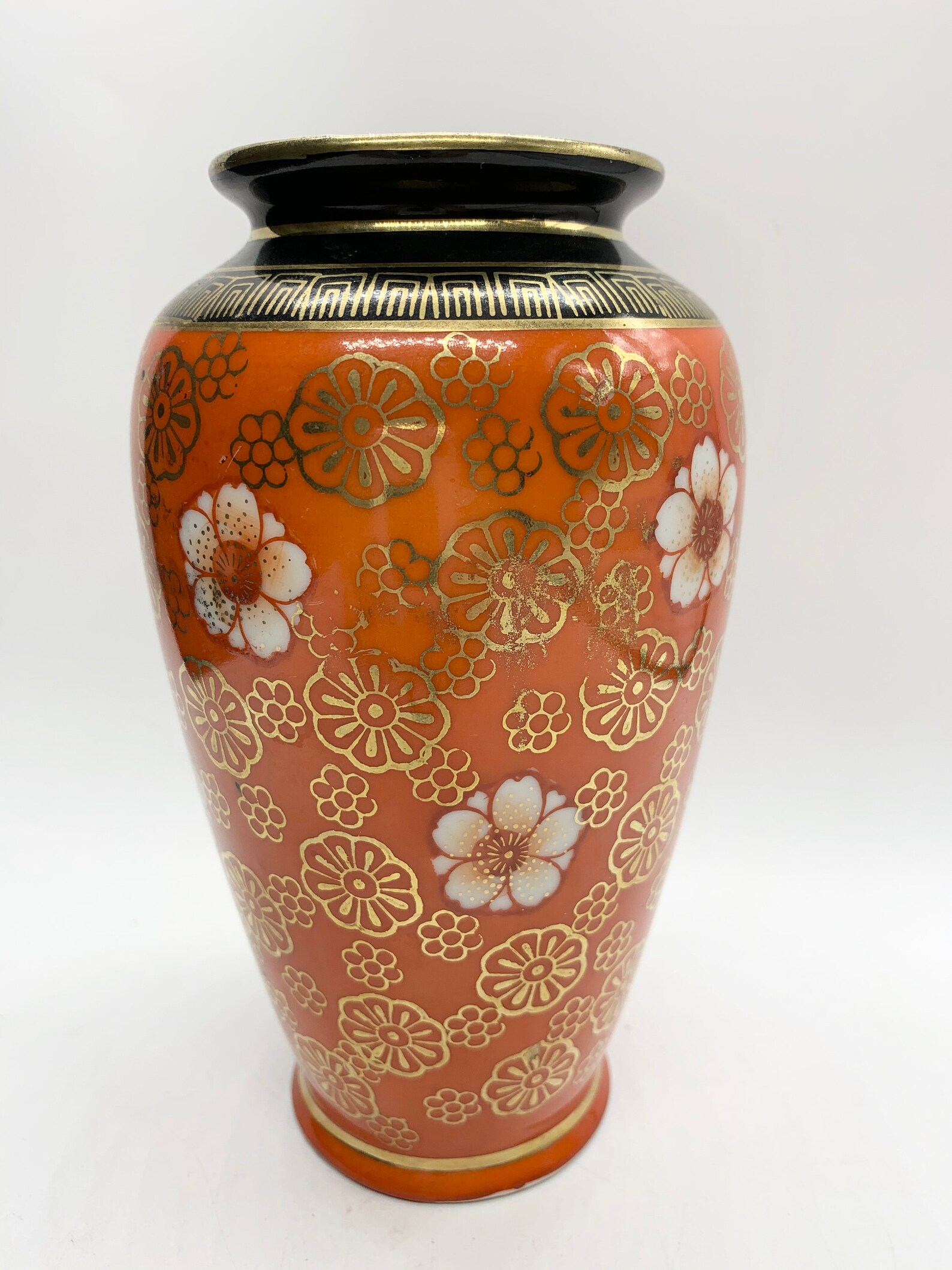 Antique Hand Painted Orange Vase Made in Japan Small Etsy