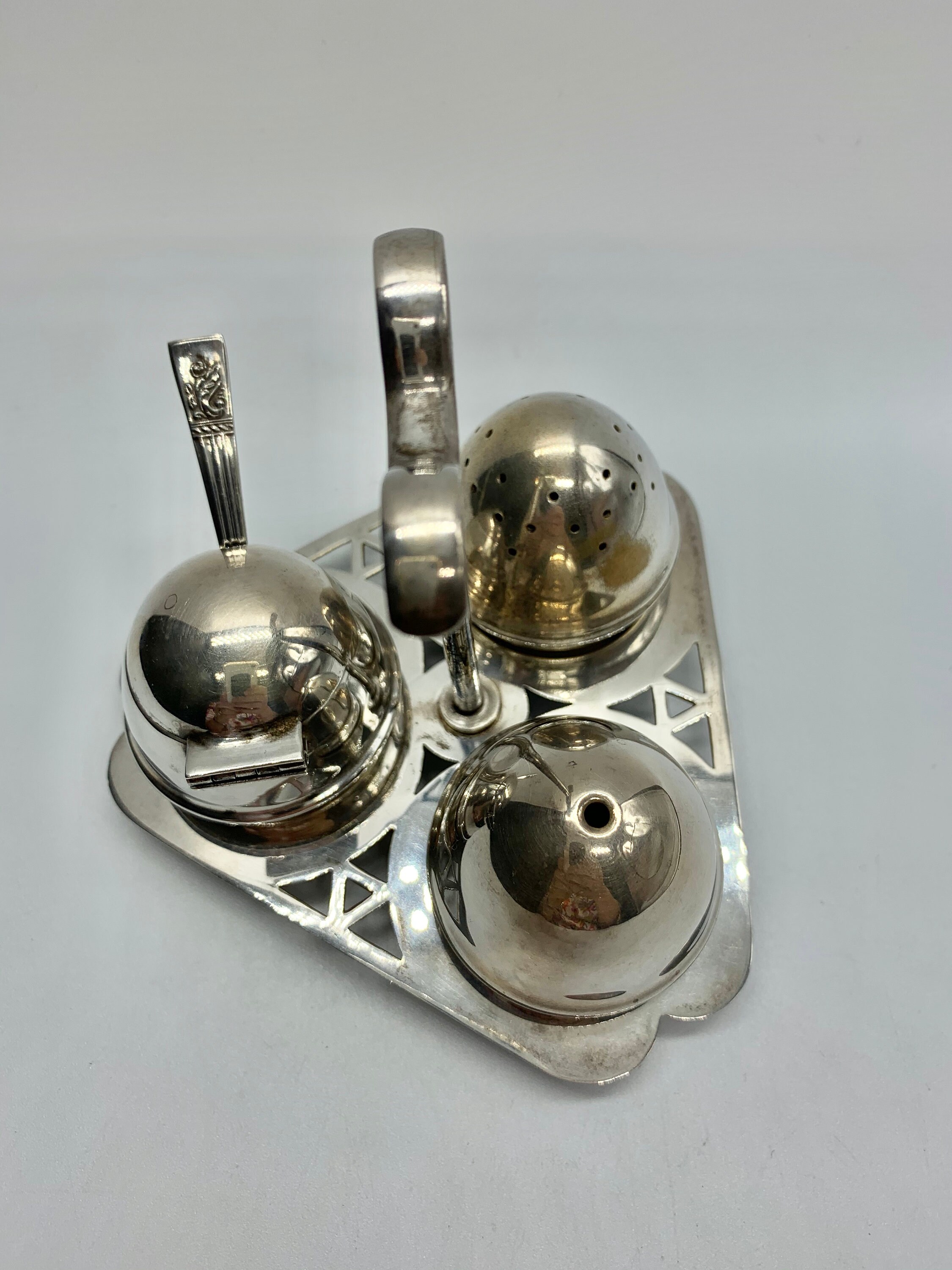 Antique Edwardian Condiment or Cruet Set - Angora Silver Plate ...