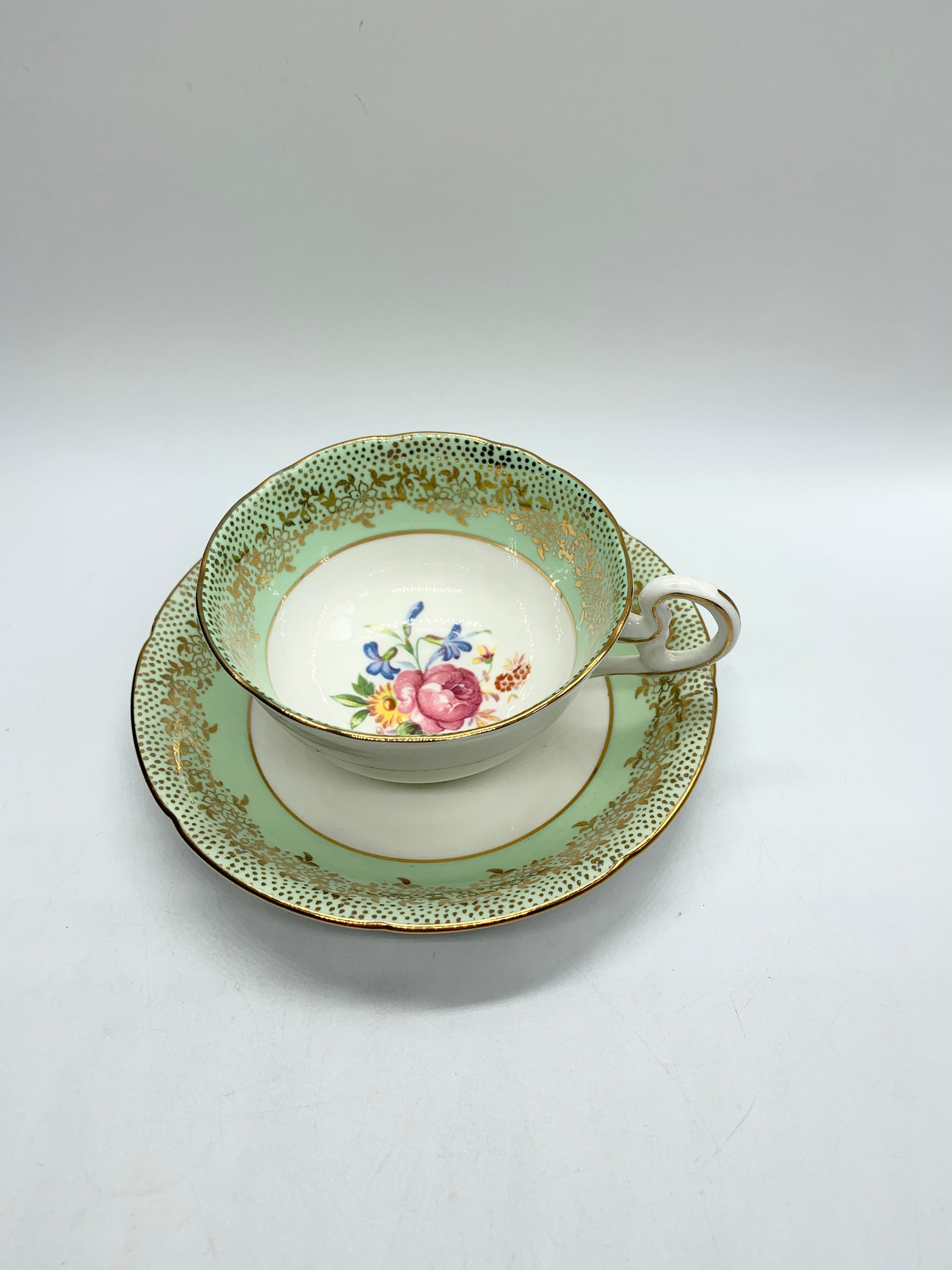 Royal Grafton Bone China Tea Cup and Saucer Green With Etsy Canada