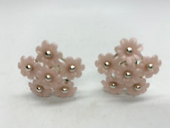 Coro - Pink Flower Earrings - Clip-on earrings - … - image 5