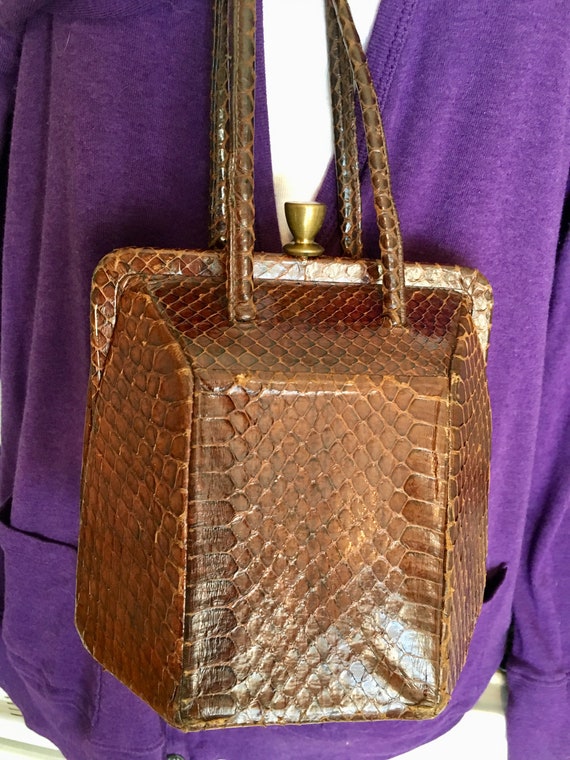 Antique Snake skin handbag - Circa 1940s - image 10