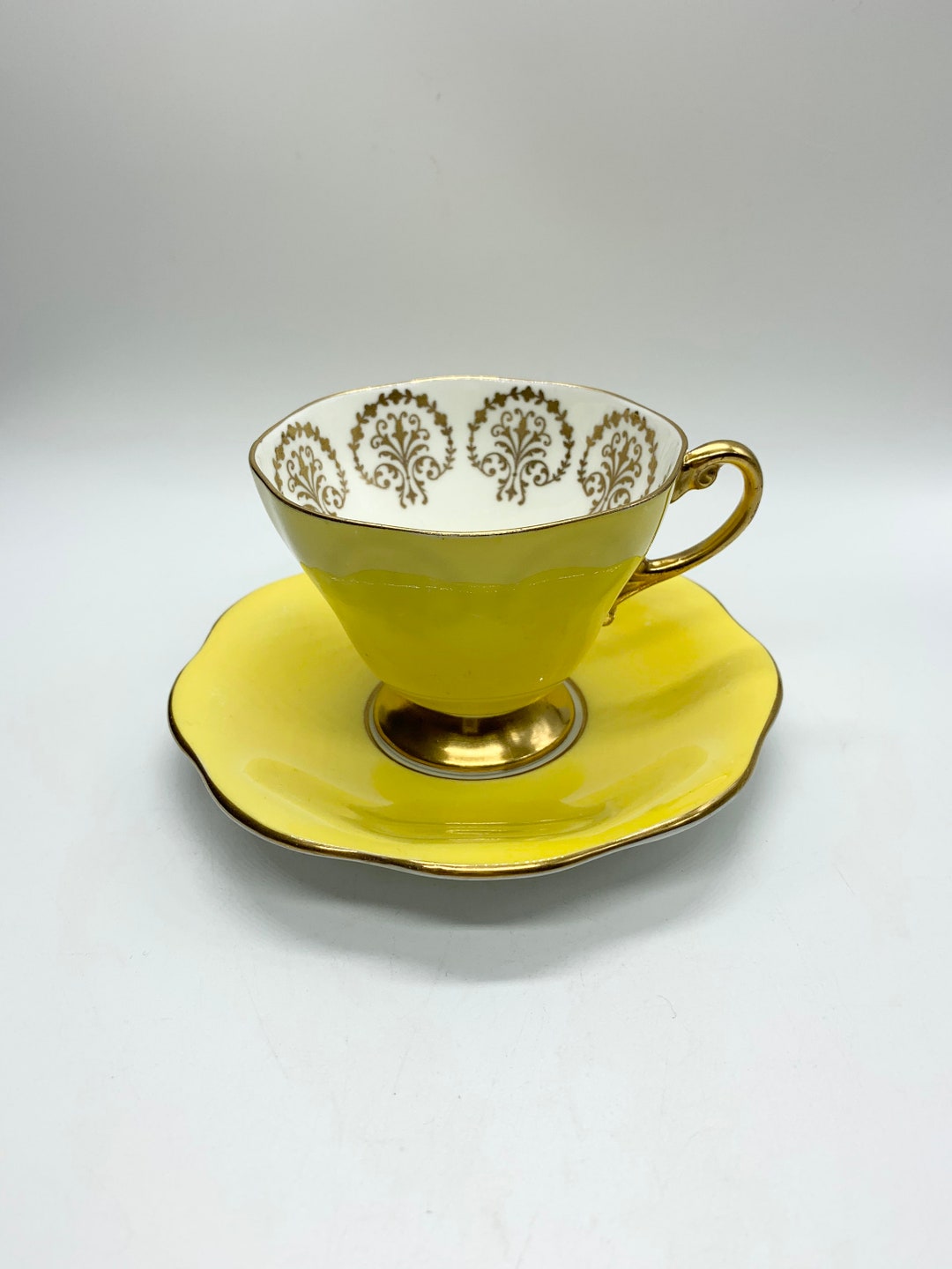 EB Foley Bone China Tea Cup and Saucer Brilliant Yellow Etsy