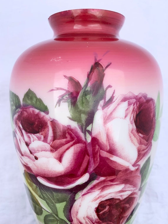 Antique - Pilabrasgo - Large Hand Painted Vase - Pittsburgh Brass