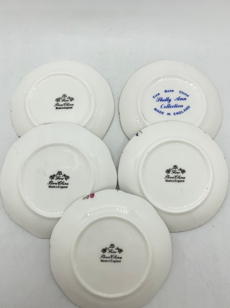 Five English Bone China Miniature Plates Floral Bouquets Etsy Canada