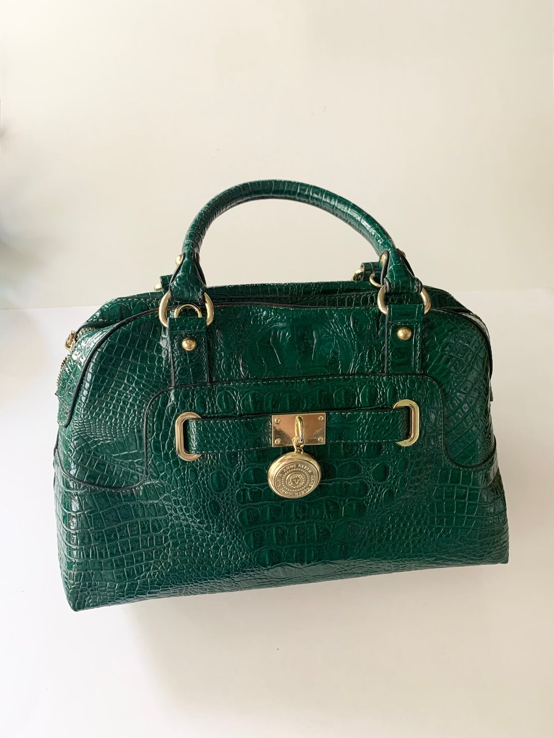 Anne Klein Faux Alligator / Crocodile Purse Christmas Green Purse Hand