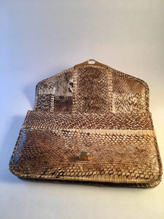 Cobra skin clutch purse / evening bag - Circa 198… - image 4