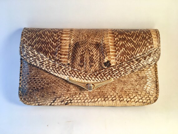 Cobra skin clutch purse / evening bag - Circa 198… - image 3