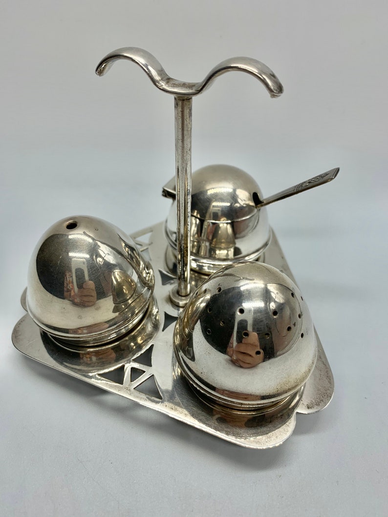 Antique Edwardian Condiment or Cruet Set - Angora Silver Plate ...