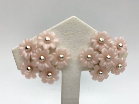 Coro - Pink Flower Earrings - Clip-on earrings - … - image 1