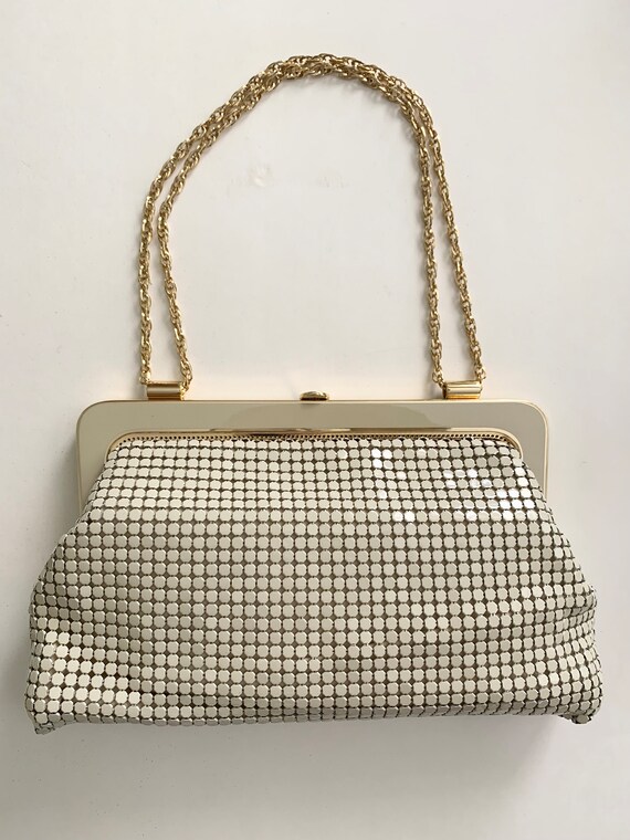 Sterling Mesh NSW Australia Metal Mesh Hand Bag Beige pale Taupe With Gold Chain Strap Etsy Ireland