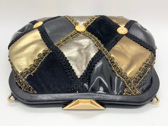 Jane Shilton Black, Gold and Silver Leather Eveni… - image 10