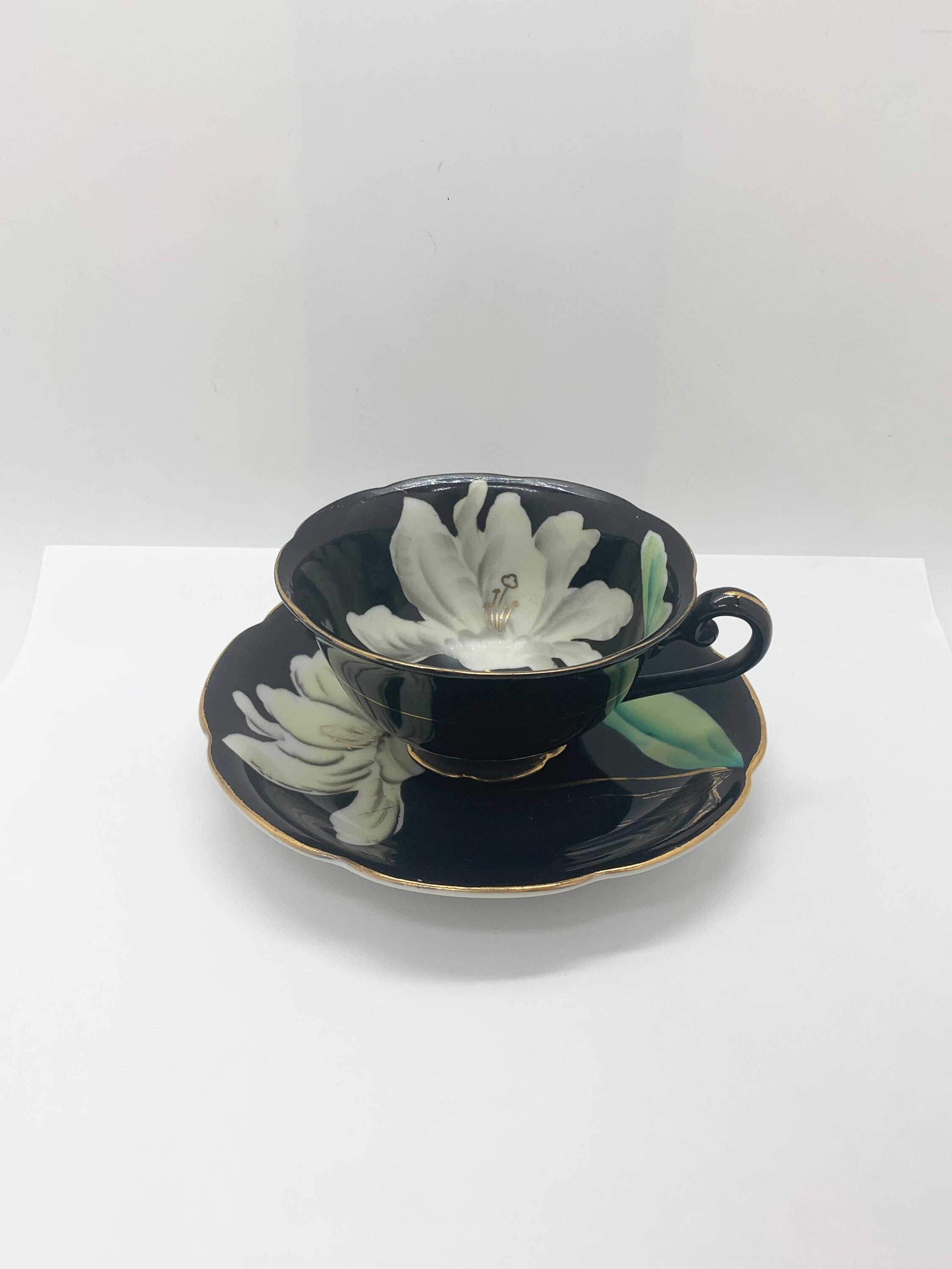 Occupied Japan - Princess China - Black Cup and Saucer With White