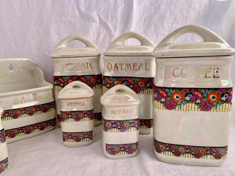 Antique Czechoslovakia Ceramic Canister Set Early 1900s Etsy