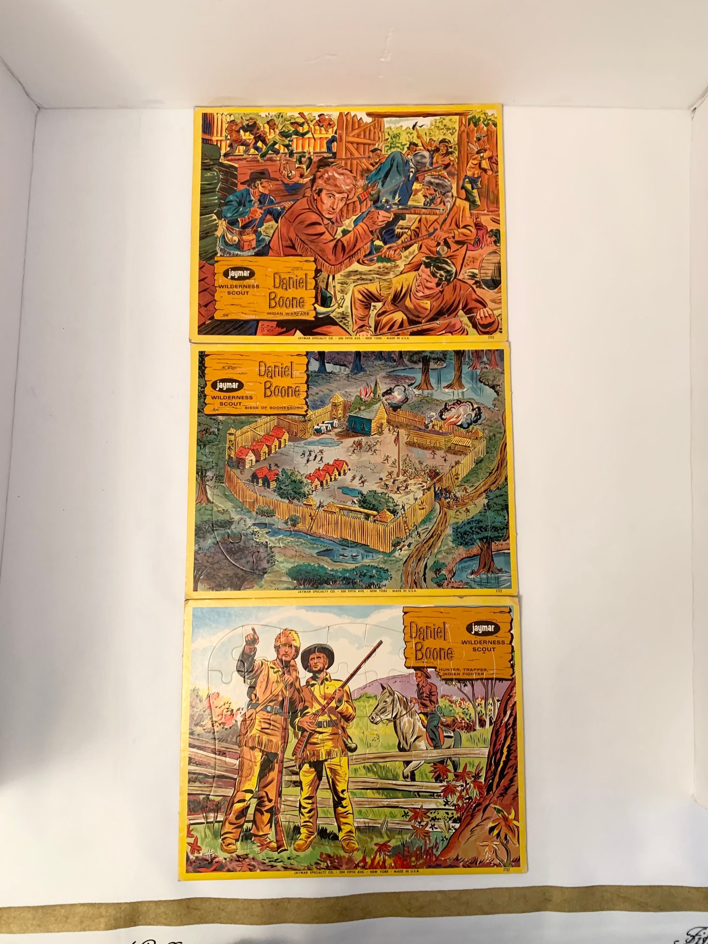 Daniel Boone Jigsaw Puzzles - Three Vintage Puzzles - Jaymar