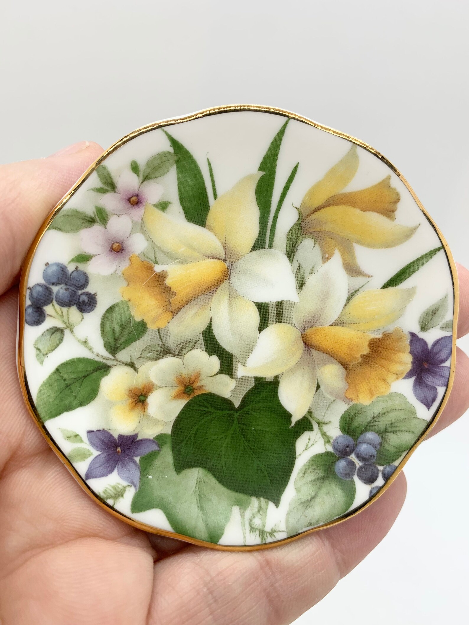Five English Bone China Miniature Plates Floral Bouquets Etsy Canada