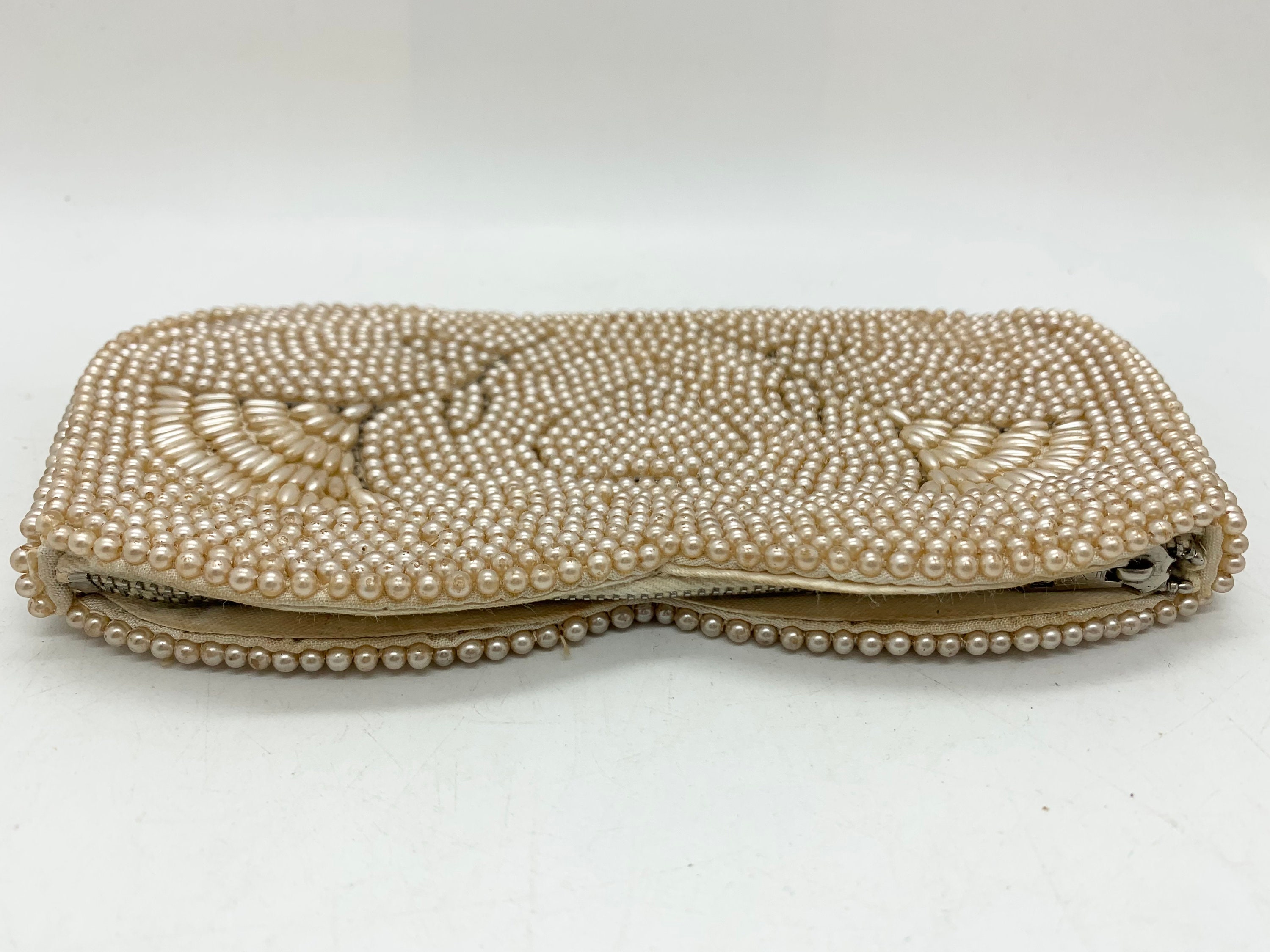 Vintage La Regale Product Cream Sequined Faux Pearls Beaded Evening