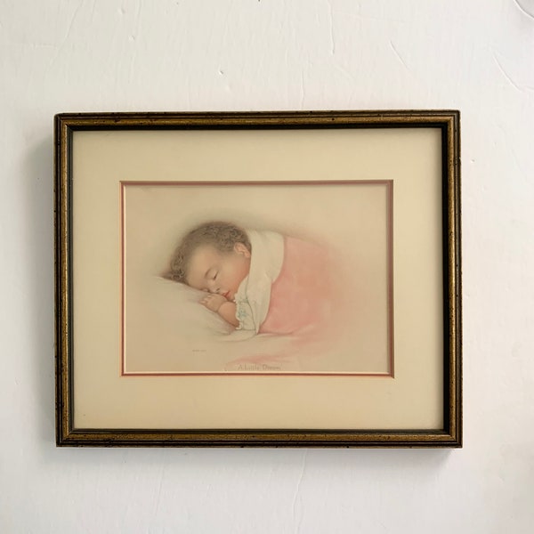 Framed Annie Benson Muller Print - A Little Dream - Sleeping Baby - Nursery Decor