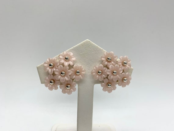 Coro - Pink Flower Earrings - Clip-on earrings - … - image 2