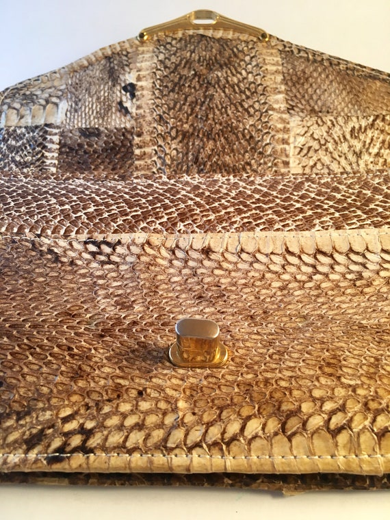 Cobra skin clutch purse / evening bag - Circa 198… - image 8