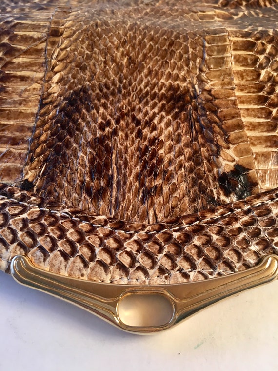 Cobra skin clutch purse / evening bag - Circa 198… - image 6
