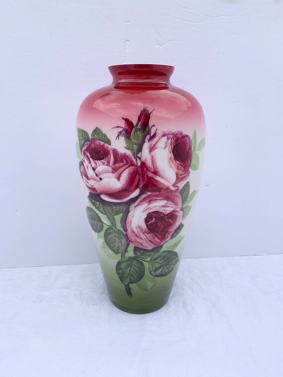 Antique - Pilabrasgo - Large Hand Painted Vase - Pittsburgh Brass