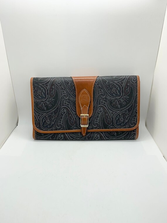 ETRO Milano Paisley Collection Leather Trimmed Clutch 