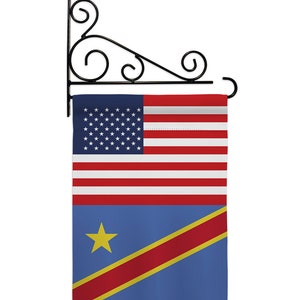 Democratic Republic of the Congo US Friendship Garden Flag Outdoor Decorative Yard House Banner Double Sided-Made In USA Flag w Metal Bracket