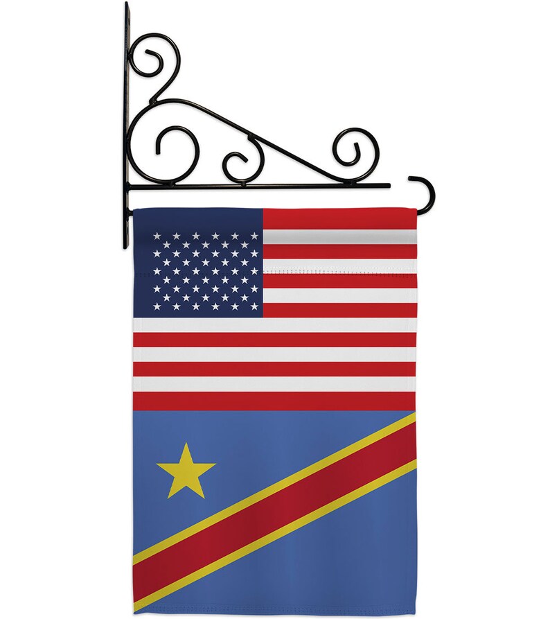 Democratic Republic of the Congo US Friendship Garden Flag Outdoor Decorative Yard House Banner Double Sided-Made In USA Flag w Metal Bracket