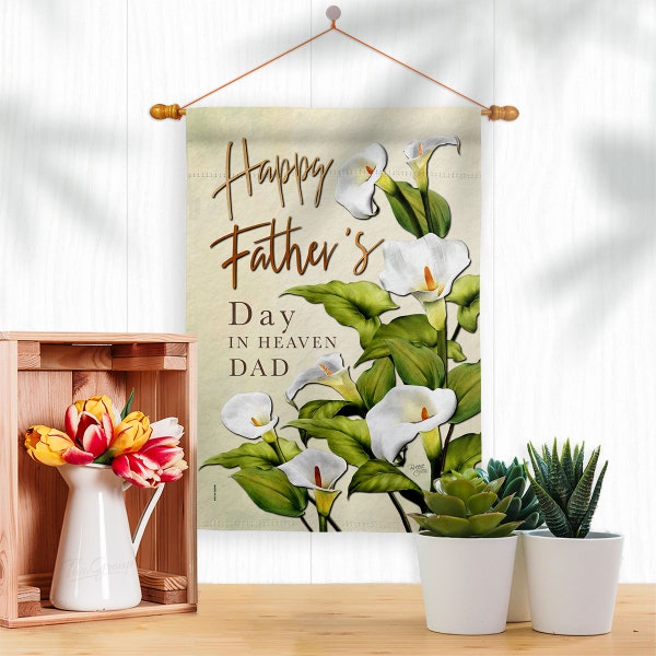 Fathers Day In Heaven Father Garden Flag Outdoor Decorative Yard House Banner Double Sided-Readable Both Sides Made USA