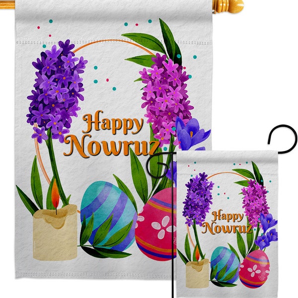 Happy Nowruz Persian New Year Garden Flag Celebrated Iranian Norooz Mobarak Decorative Gift Yard House Banner Double-Sided Made In USA