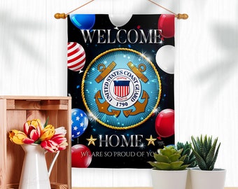 Welcome Home Coast Guard Garden Flag Outdoor Decorative Yard House Banner Double Sided-Readable Both Sides Made In USA