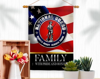 US National Guard Family Honor Garden Flag Armed Forces United State American Military Veteran Retire Official Banner Double Sided Made USA