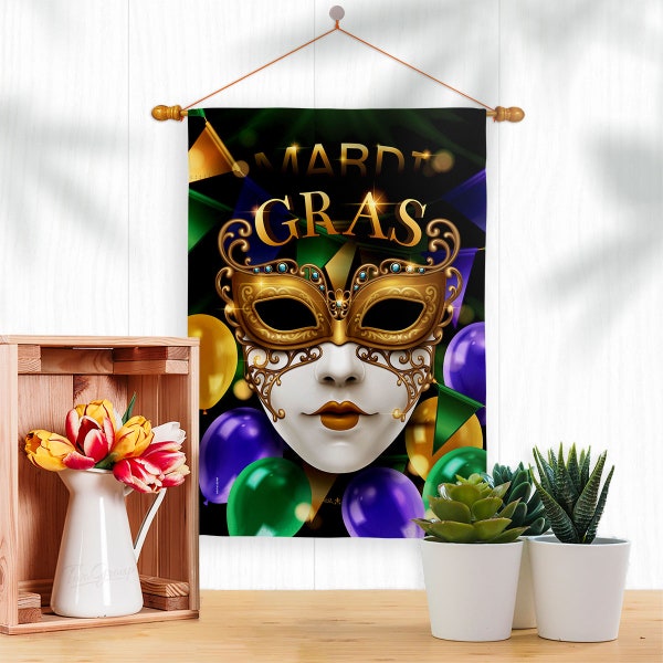 Fat Tuesday Carnival Mardi Gras Garden Flag Outdoor Decorative Yard House Banner Double Sided-Readable Both Sides Made In USA