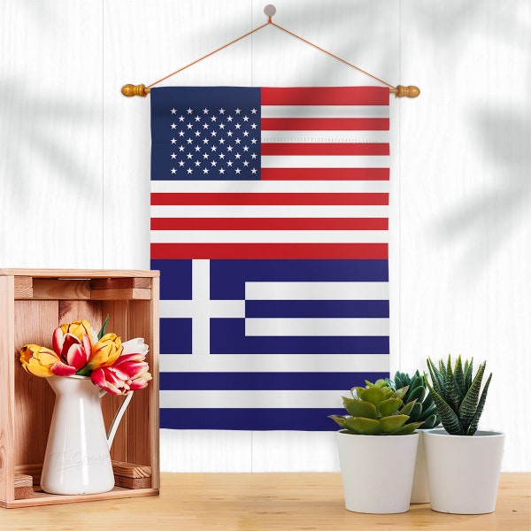 Greece US Friendship Garden Flag Outdoor Decorative Yard House Banner Double Sided-Readable Both Sides Made In USA