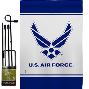 US Air Force Garden Flag House Banner Double Sided-Readable Both Sides Made In USA Flag w Metal Pole