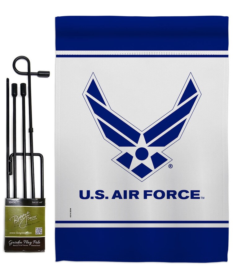 US Air Force Garden Flag House Banner Double Sided-Readable Both Sides Made In USA Flag w Metal Pole