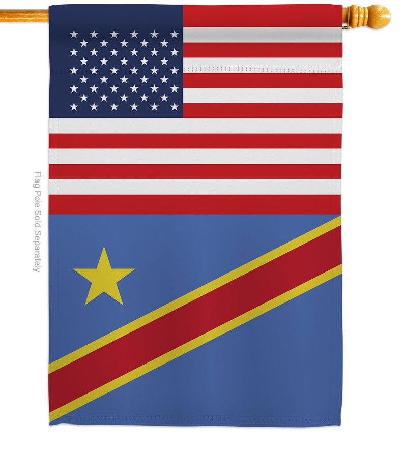 Democratic Republic of the Congo US Friendship Garden Flag Outdoor Decorative Yard House Banner Double Sided-Made In USA House Flag 28 X 40 Inches