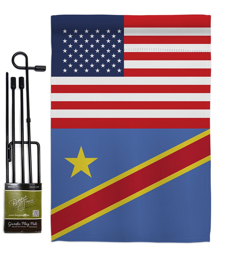 Democratic Republic of the Congo US Friendship Garden Flag Outdoor Decorative Yard House Banner Double Sided-Made In USA Flag w Metal Pole