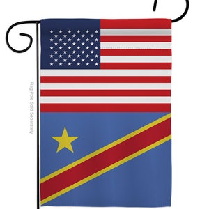 Democratic Republic of the Congo US Friendship Garden Flag Outdoor Decorative Yard House Banner Double Sided-Made In USA Garden Flag 13 X 18 Inches