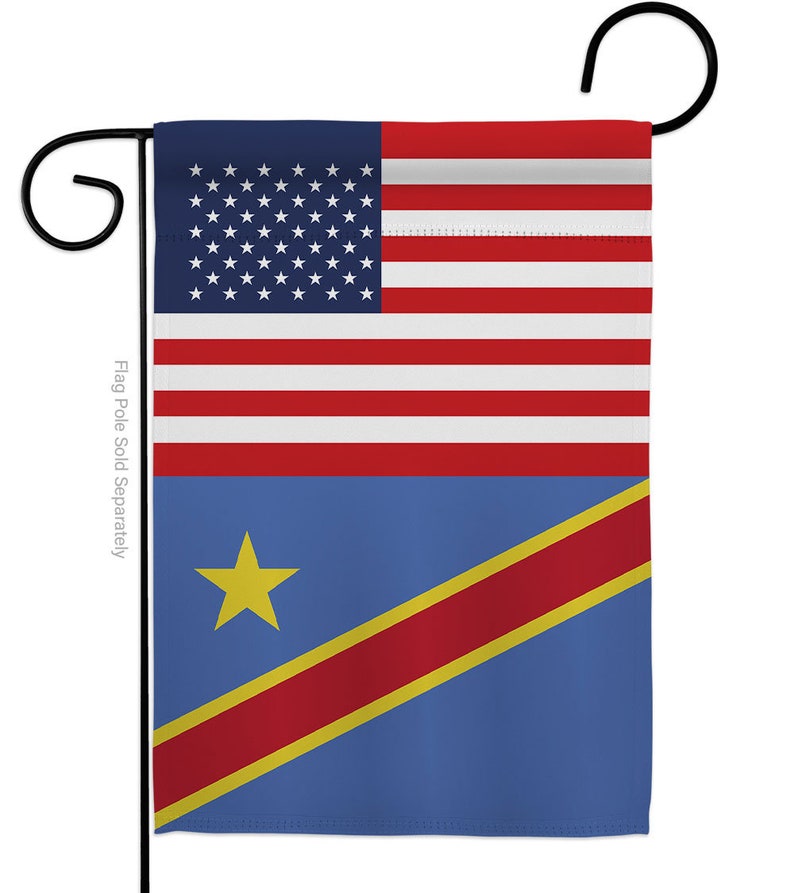 Democratic Republic of the Congo US Friendship Garden Flag Outdoor Decorative Yard House Banner Double Sided-Made In USA Garden Flag 13 X 18 Inches