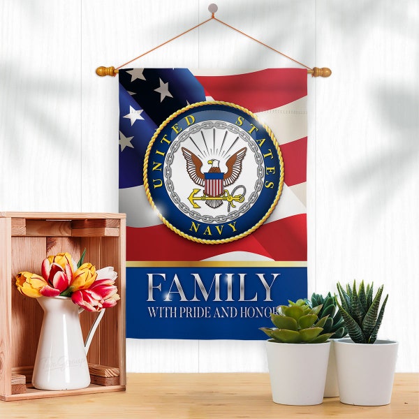 US Navy Family Honor Garden Flag Outdoor Decorative Yard House Banner Double Sided-Readable Both Sides Made In USA