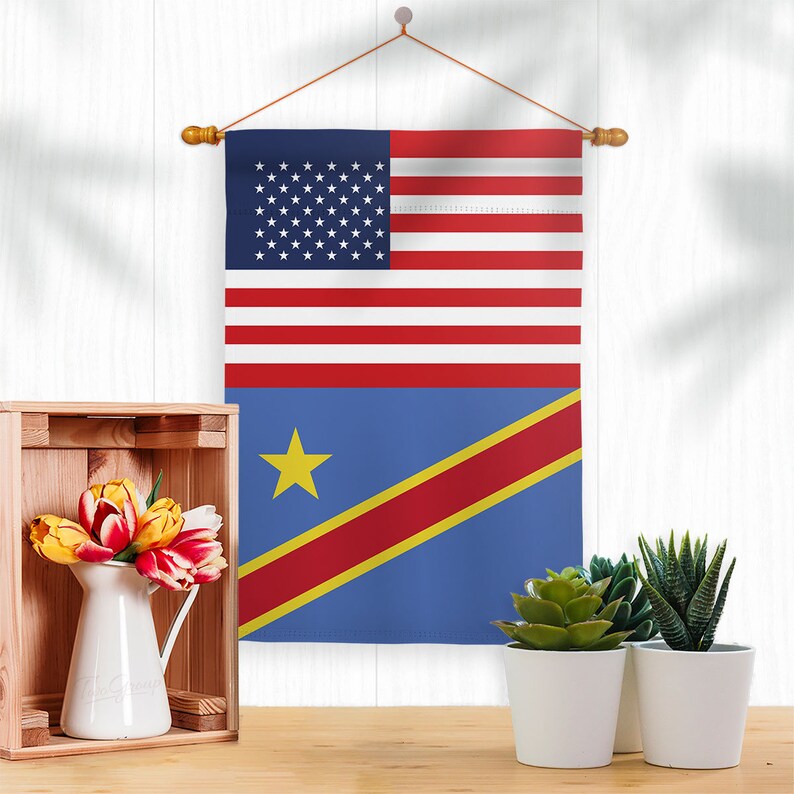 Democratic Republic of the Congo US Friendship Garden Flag Outdoor Decorative Yard House Banner Double Sided-Made In USA image 1